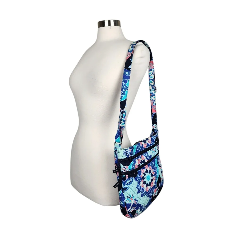 Vera Bradley Lotus Flower Quilted Fabric Crossbody Hipster Purse Bag